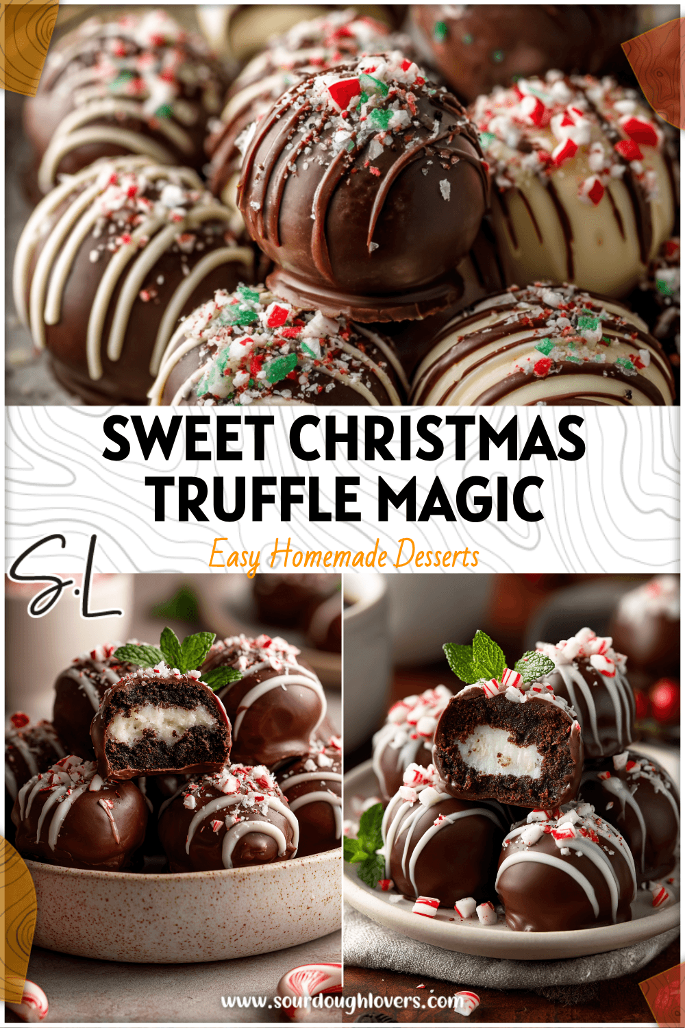 Plate of Oreo Peppermint Truffles coated in chocolate beside Xmas cookies and holiday snacks. 26